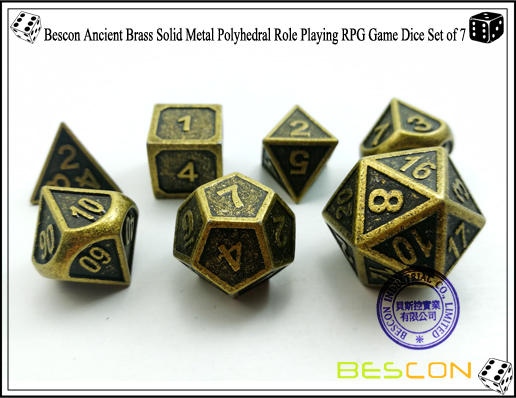 Bescon nuevo estilo antiguo latón de metal sólido rol poliédrico jugando juegos de rol conjunto de dados (7 morir en el paquete) -4 Bescon New Style Ancient Brass Solid Metal Polyhedral Role Playing RPG Game Dice Set (7 Die in Pack)-4