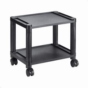 New design two shelf adjustable plastic printer stand with wheels and slots