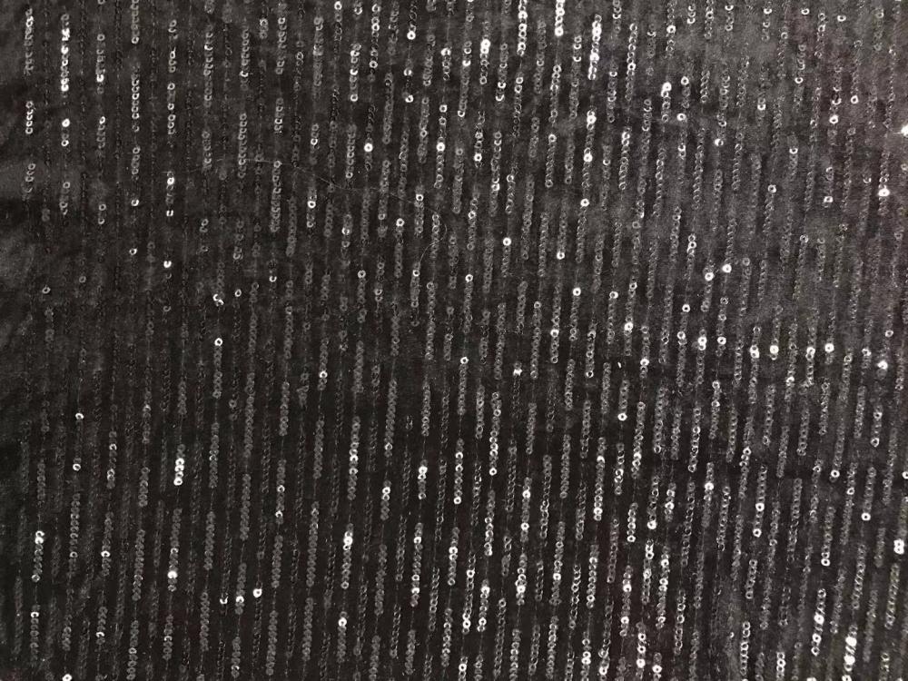 Dark tone sequin lint embroider fabric