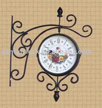 double-sided metal wall clock
