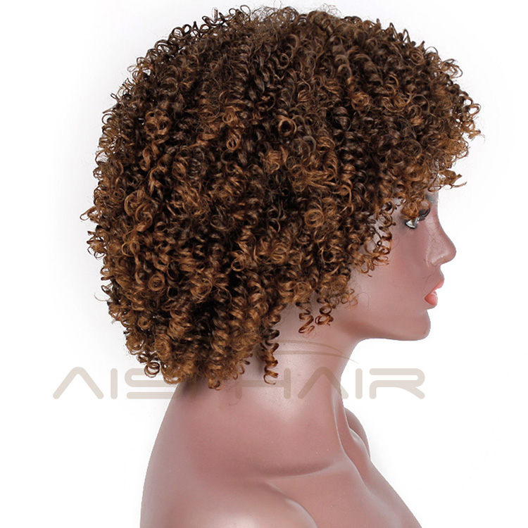 Aisi Hair Afro Kinky Curly Short Wigs Brown color Heat Resistant Synthetic Fiber Short Afro Curly Wigs for Black Women
