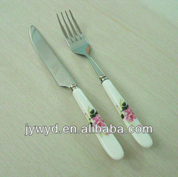 Stainless Steel Fork Spoon Knife With Ceramic Handle