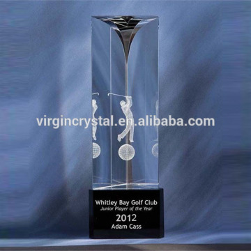Crystal golf awards trophies with black base