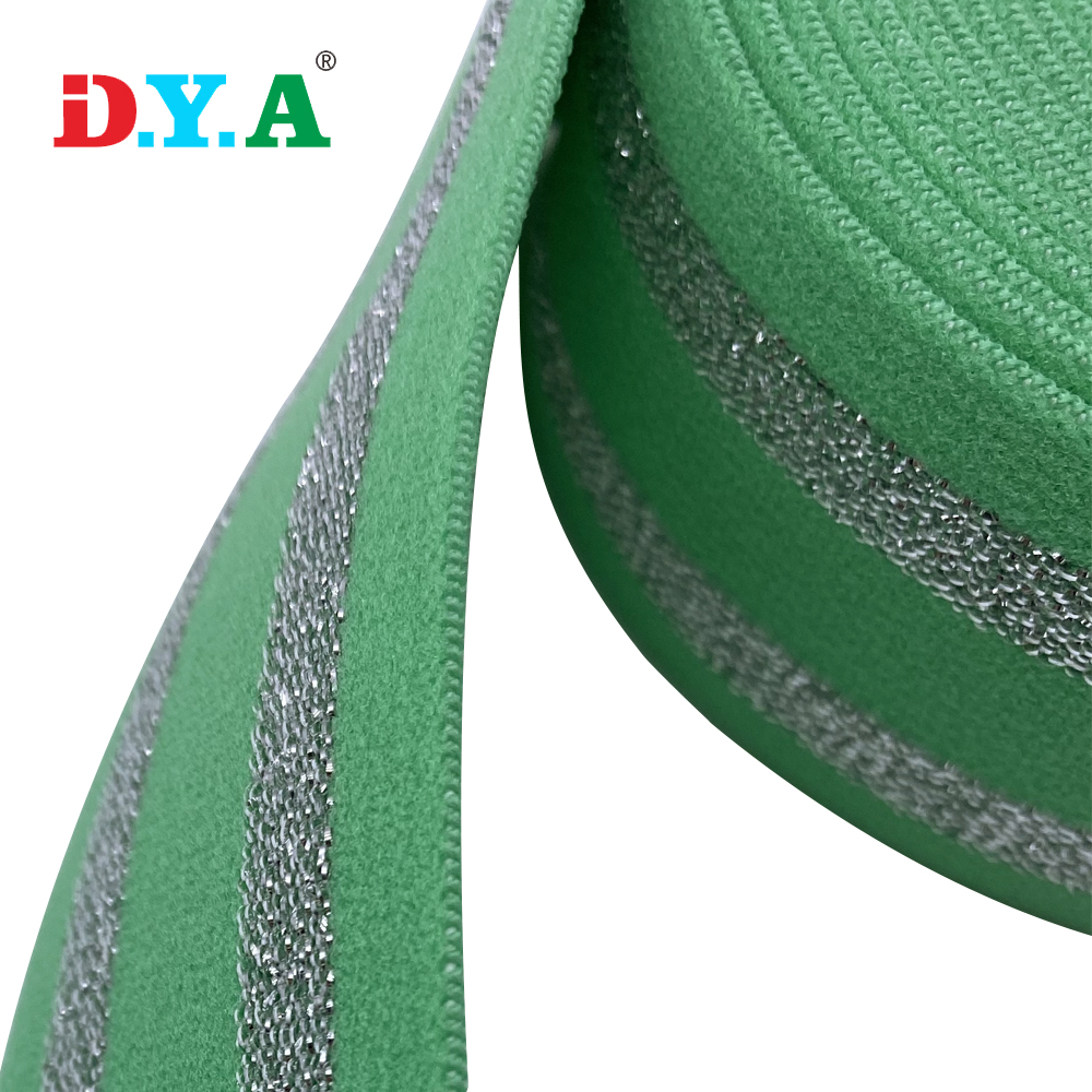 Manufacture Nylon Glitter Silver Lurex Elastic Webbing For Dresses