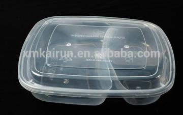 Sales Disposable Divided Plastic Bento Lunch Box (3 Compartments)