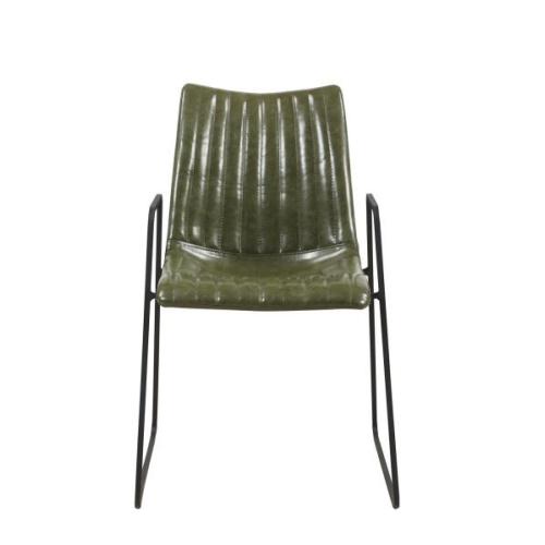 Modern Restaurant Stackable Chairs Green PU Leather Chair Luxury Chair With Iron Leg For Restaurant And Kitchen