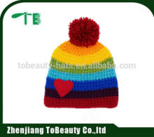 rainbow striped beanie hat