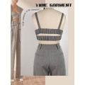 Medium Weight Herringbone Crossover Cotton Linen Bralette