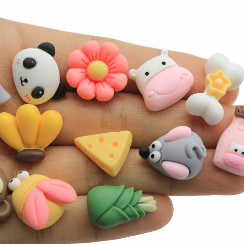 Nouveau Kawaii Cartoon résine bibelot chien singe souris tête forme pour Nail Art Slime Fillers