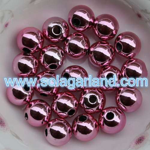 8-20MM akrylowe okrągłe błyszczące metalowe wykończone koraliki Spacer Chunky Bubblegum Beads