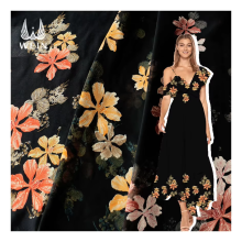 New Fashion Breathable Colorful Double Border Flower Polyester Chiffon Print Fabric