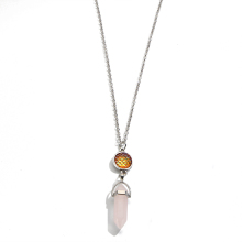 fish's scales hexagonal prism Rose Quartz Necklace