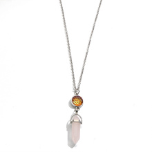 écailles de poisson prisme hexagonal collier de quartz rose