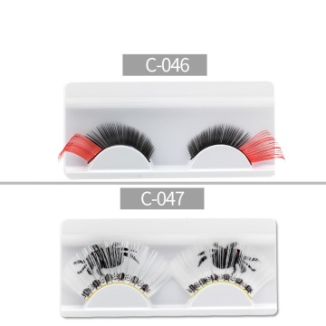 Colorful exaggerated false eyelashes with carton pattern