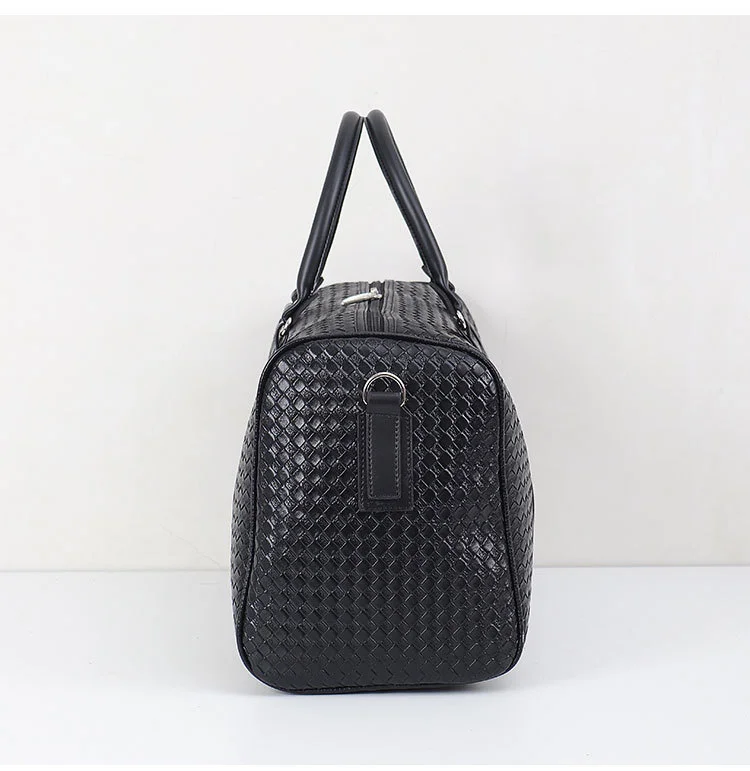 Multifunctional Woven PU Braided Leather Men and Women Large Duffle Bag Weekend Travel Hand Bag