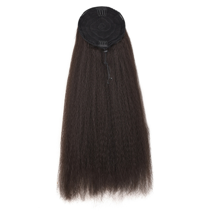 Ponytail mesh Yaki long hair extensions Puff Ponytail fibre weave black ponytail wrap