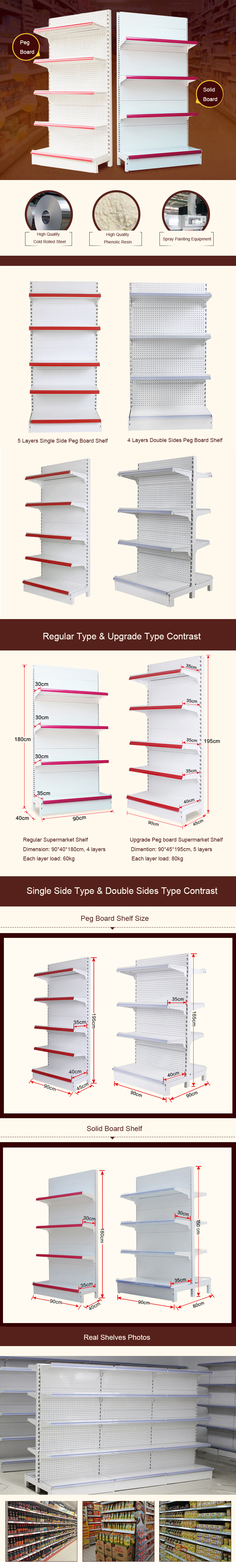 Supermarket Peg board Storage Shelf Display Stand 