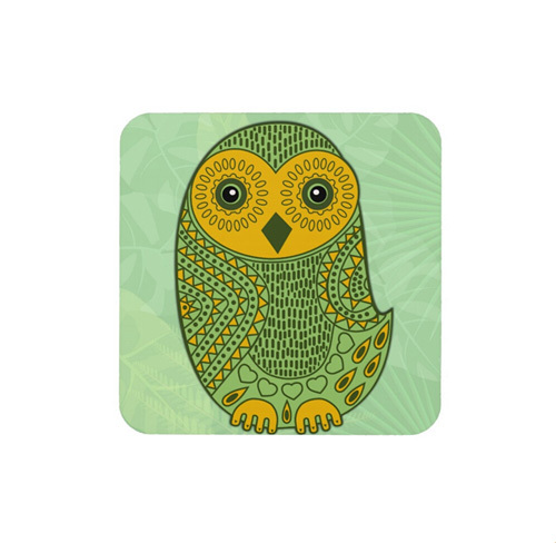 Green Mystic Owl PVC Coasters