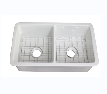 Low Price Wholesale White Ceramic Double Bowl Farmhouse Kitchen Sinks