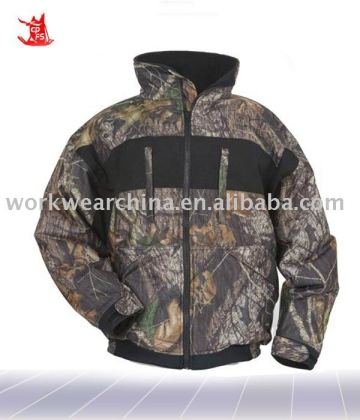 Heated Bomber Style camouflage hunting clothes