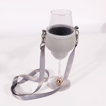 Neoprene Sublimation Red Wine Glass Cooler Sleeve with Neck Lanyard