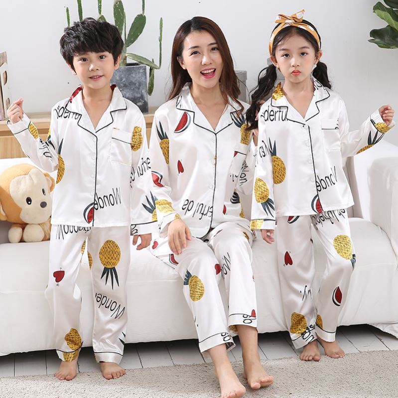 Custom Satin Kid Milk Silk sleepwear Child kids pajamas comfortable