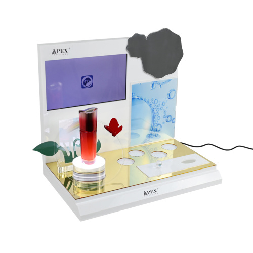 Tampilan Produk Kosmetik Apex berdiri dengan layar LCD