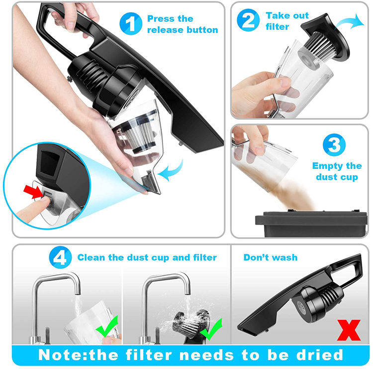 Good quality vehicle cleaning high pressure compressor 8000pa portable wireless usb mini car vacuum cleaner