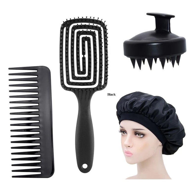 Hair Brush Sets for Women, Thick Hair Curly Hair, Bonnet, Shampoo Brush, Detangling Brush, Comb