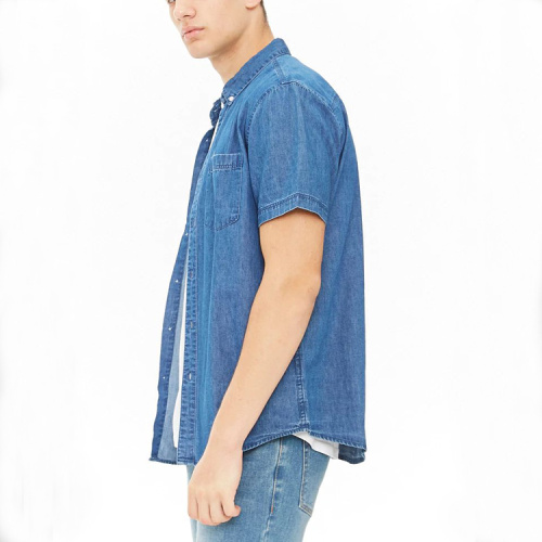 Мужская джинсовая рубашка-топ с короткими рукавами