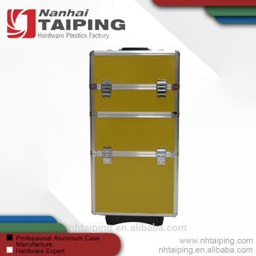 Yellow Aluminum Trolley Vainity Case Makeup Trolley UK