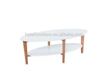 Modern oval shape coffee table, wooden side table coffee table