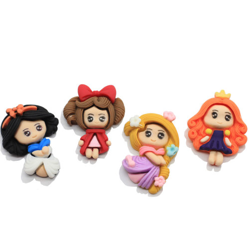 100Pcs Kawaii Resin Cartoon Princess Flatback Anime Character Girls Figurines Bow Embellishment Hair Bow Center Jewelry Crafts