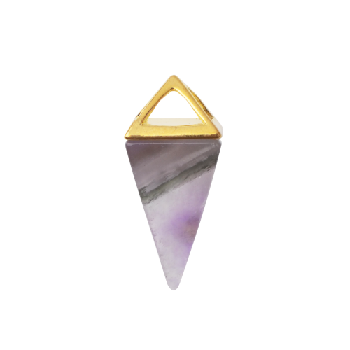 Amethyst Gold Triangle Necklace Pyramid Healing Pendant