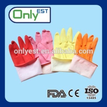 Kitchen use food processing spray flocklined family household latex glove