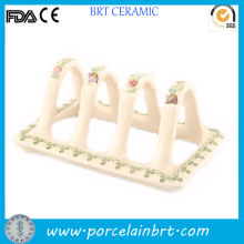 Decorative flower printed Ceramic Toast Display Rack