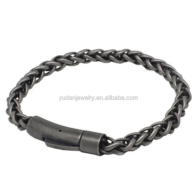 Mens Jewelry Stainless Steel Chain Plated Gun Black Vintage Men Bracelet