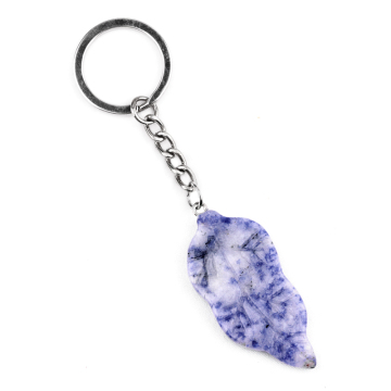 Sodalite Handmade Craved Leaf Pendant keychain Accessories