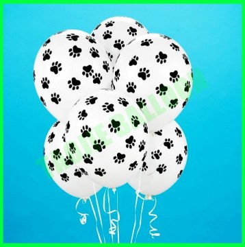 12 inches paw printed latex balloons