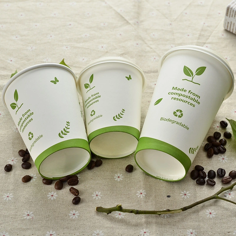 Custom Biodegradable Compostable PLA Film Hot Drink Paper Cup