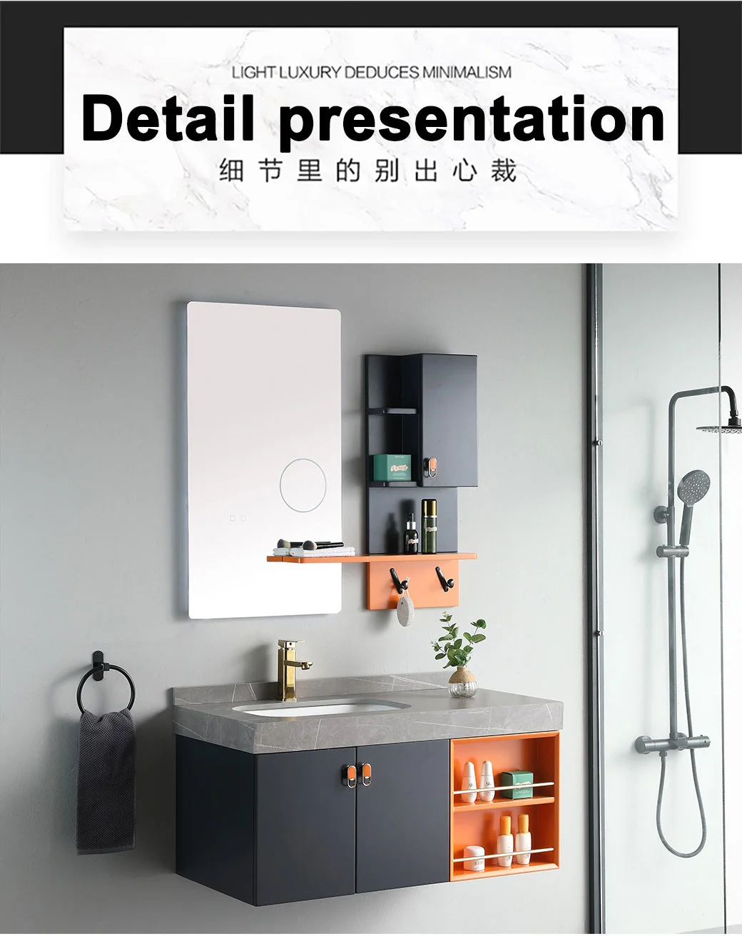 Slate Bathroom Cabinet Combination Modern Minimalist Custom Bathroom Sink Wash Basin Bathroom Vanity