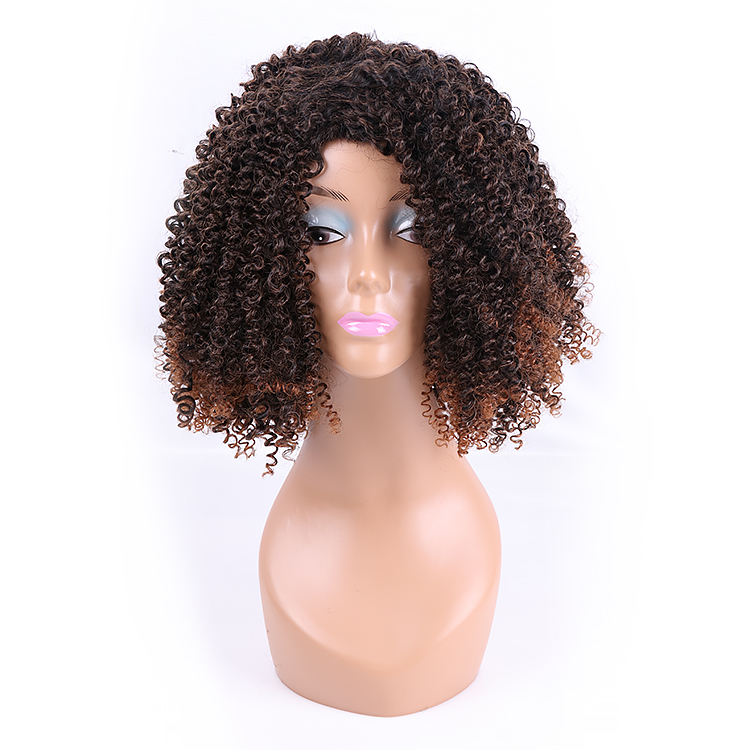 Heat Resistance Wigs Curl With Highlights Short Premium Fiber Wholesale Heat Resistant Afro Curls Wigs Synthetic Hair Wig