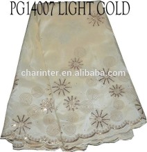 2015 African sequins george lace(PG14007) african raw silk george fabric wholesale