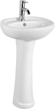 Bathroom White Ceramic Pedestal Sink Basin