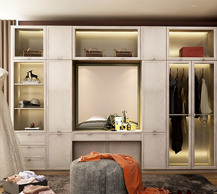 sliding doors wood bedroom closet with dressing table