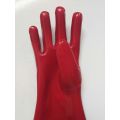 赤いPVC Coatd Glove.Smooth仕上げ。 24 &quot;オープンカフ