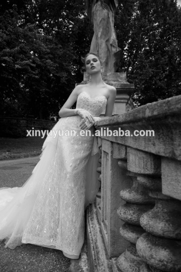 Fashionable wedding dress 2016 long train luxury crystals lace wedding dress DM-069 vestido de noiva wedding dress bridal dress