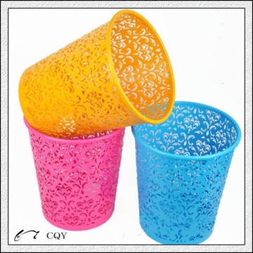 colored small size metal mesh engraved wastebasket