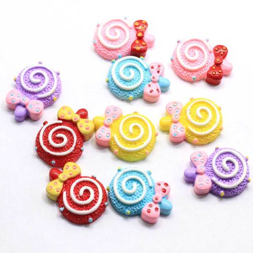 Colorido hermoso lindo lollipop resina cuentas Bowknot adjunto para Slime juguetes nevera teléfono pegatinas