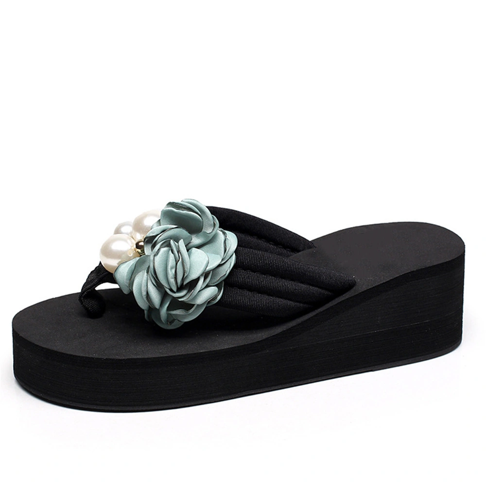 Superstarer Beach Slippers Women Summer Thick Bottom High Heel Sandals Seaside Non-Slip Flower Flip Flops Wholesale